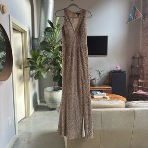 Aidan Mattox Gold Maxi Formal Dress Size 6